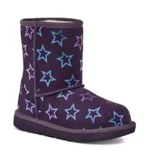 UGG Classic II Iridescent Stars Girl’s 4 Purple Suede Winter Ankle Boots Wool